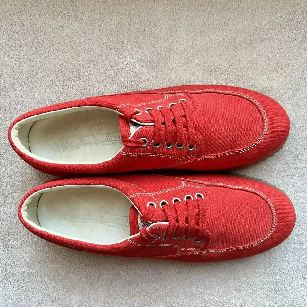 Hogan by Tod’s Bright Red Canvas Lace Up Sneaker Casual Shoes Men’s UK 9.5 US 11
